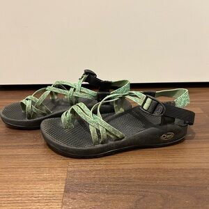 Chaco Mint Green and Black Adventure Sandals